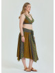 Green Plus Size Skirt with Waist Tie and Gipe Detail 4592